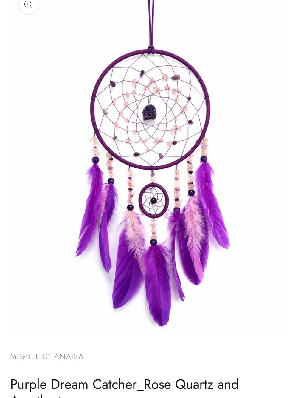 Purple Dream Catcher with Rose Quartz -